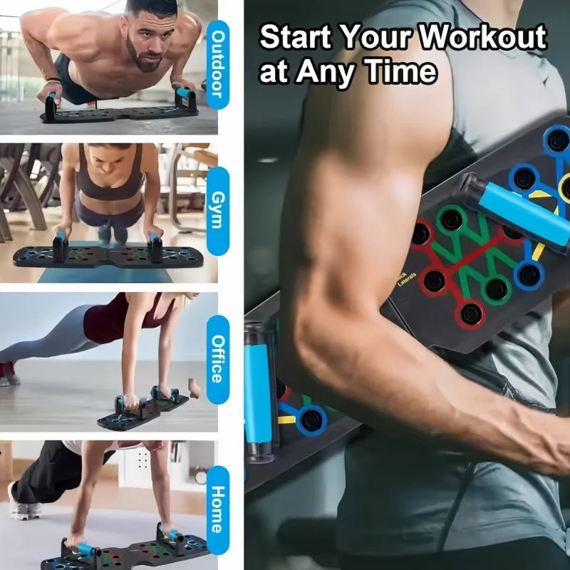9-in-1 Home Gym: Foldable Push-Up Board with Resistance Bands for Total Upper Body Training