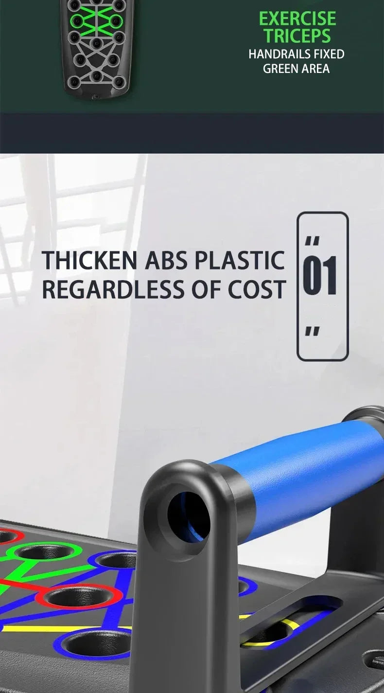 جهاز رياضي منزلي 9 في 1: لوح تمارين الضغط قابل للطي مع أحزمة مقاومة لتمارين الجزء العلوي من الجسم بالكامل 