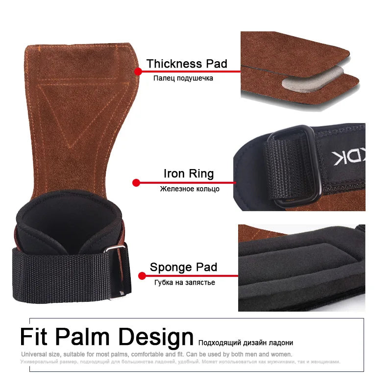 Premium Cowhide Palm Guards with Wrist Wraps for Heavy Lifting