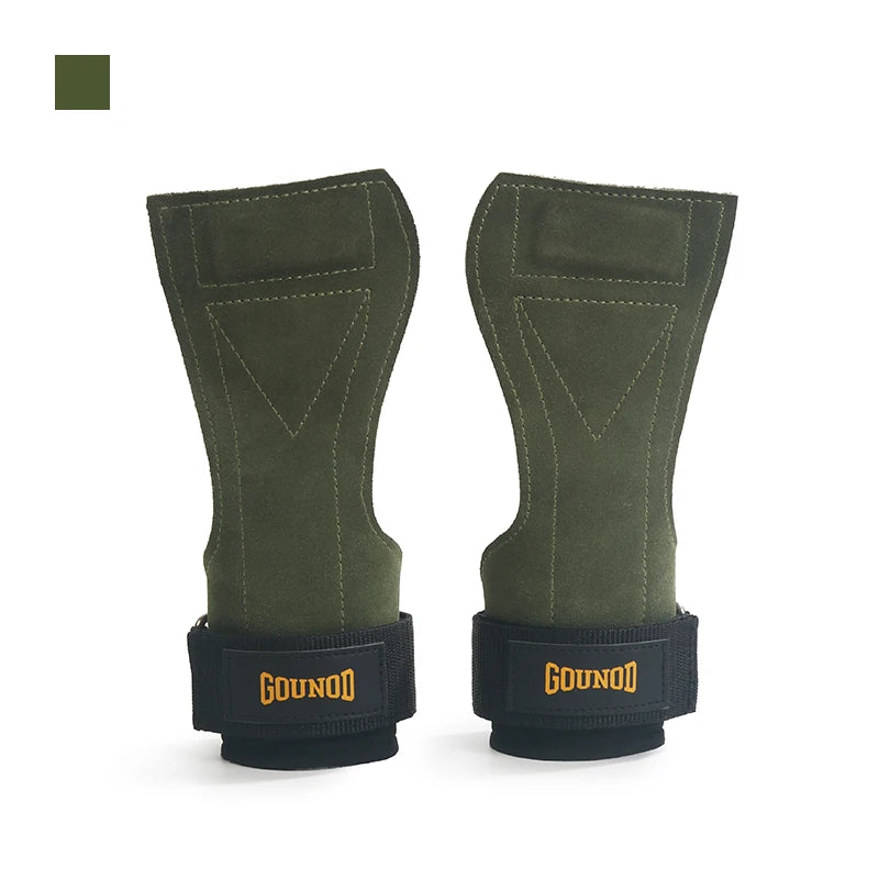 Premium Cowhide Palm Guards with Wrist Wraps for Heavy Lifting